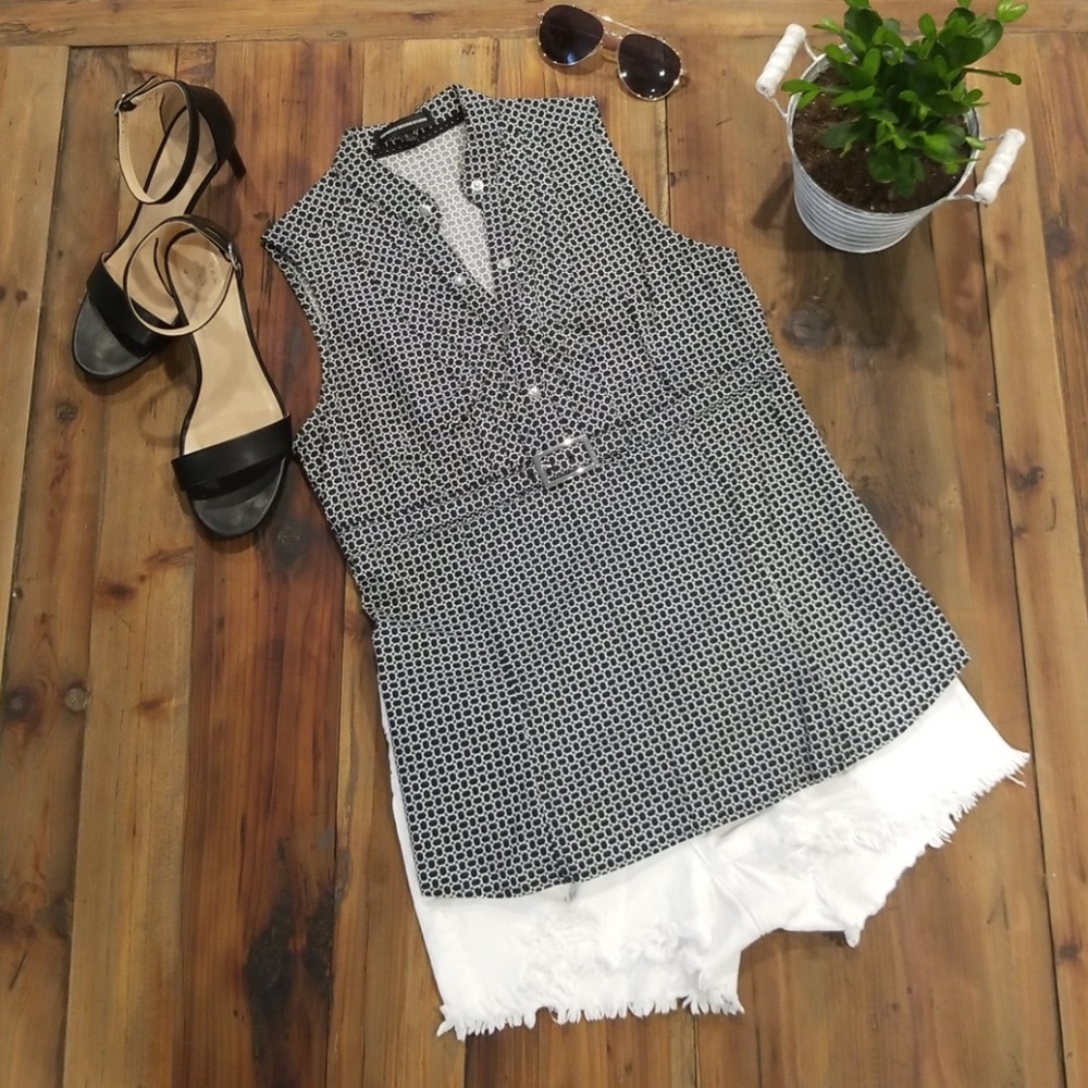 Express black and white tank dress shirt